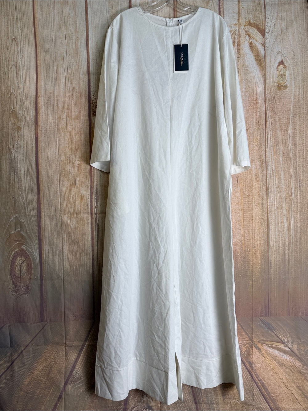 UOOZEE Minimalist Cream Long Sleeve Wide Leg Jumpsuit Size XLARGE